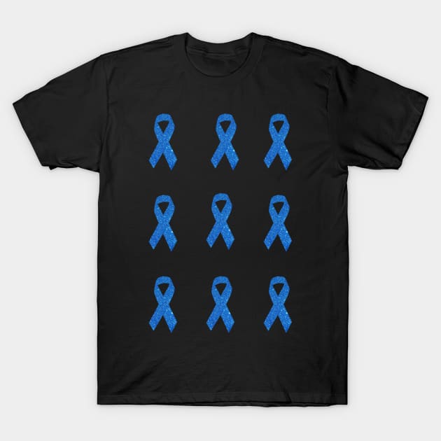 Blue Faux Glitter Awareness Ribbon Pack T-Shirt by Felicity-K